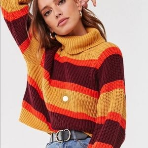FOREVER 21 Chunky Striped Turtleneck Sweater (M)